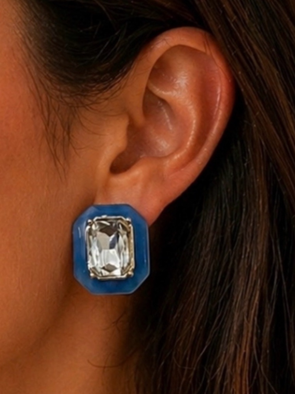 Plunder Design Jewelry Blue Acrylic & Crystal Stud Earrings